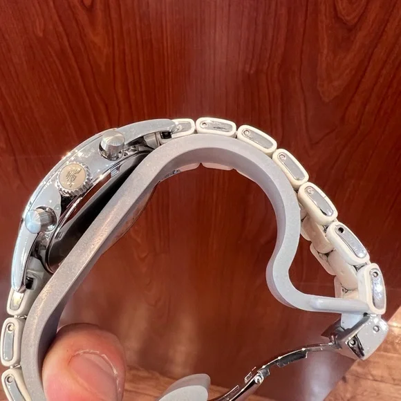 Emporio Armani Silver and White Chronograph Watch - Picture 3 of 5